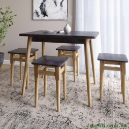 Стіл і 4 табурети обідній комплект для кухні Маямі-2 кромка ПВХ 0,45 мм Бетон темний