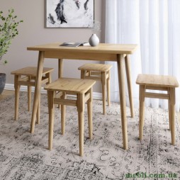 Стіл і 4 табурети обідній комплект для кухні Маямі-2 кромка ПВХ 0,45 мм Дуб Артизан