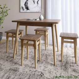 Стіл і 4 табурети обідній комплект для кухні Маямі-2 кромка ПВХ 0,45 мм Дуб Ліворно