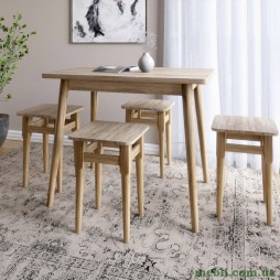 Стіл і 4 табурети обідній комплект для кухні Маямі-2 кромка ПВХ 0,45 мм Дуб Сонома трюфель