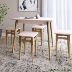 Стіл і 4 табурети обідній комплект для кухні Маямі-2 кромка ПВХ 0,45 мм Рожевий