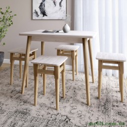 Стіл і 4 табурети обідній комплект для кухні Маямі-2 кромка ПВХ 0,45 мм Самоа димчастий