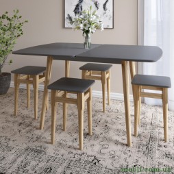 Дерев'яний розкладний обідній стіл LION Маямі-3 Антрацит 90х60/90х120