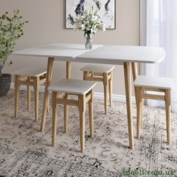 Дерев'яний розкладний обідній стіл LION Маямі-3 Бетон SТyle 90х60/90х120