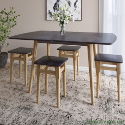 Дерев'яний розкладний обідній стіл LION Маямі-3 Бетон темний 90х60/90х120