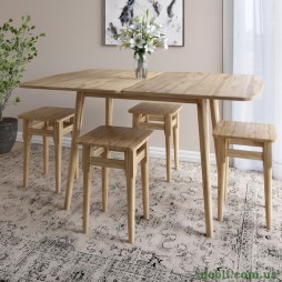 Дерев'яний розкладний обідній стіл LION Маямі-3 Дуб аппалачі 90х60/90х120