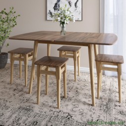 Дерев'яний розкладний обідній стіл LION Маямі-3 Дуб ліворно 90х60/90х120