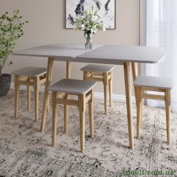 Дерев'яний розкладний обідній стіл LION Маямі-3 Кашемір 90х60/90х120