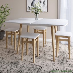 Дерев'яний розкладний обідній стіл LION Маямі-3 Німфея Альба (білий) 90х60/90х120