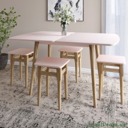 Дерев'яний розкладний обідній стіл LION Маямі-3 Рожевий 90х60/90х120