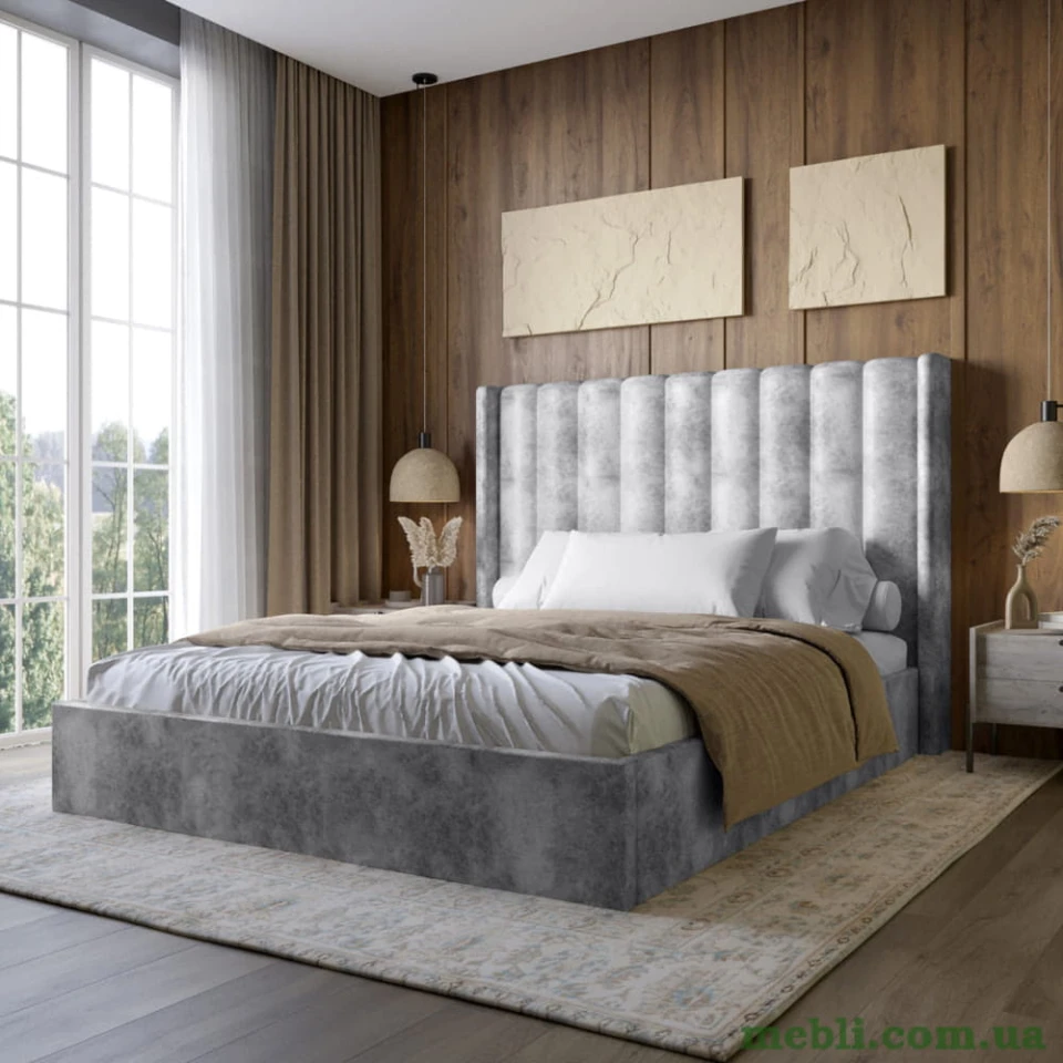 Двоспальне ліжко LION Ніно 180x200 SILK 303 Сірий