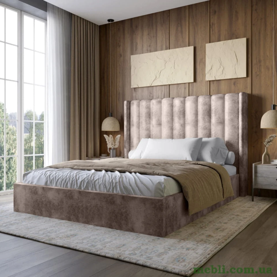 Двоспальне ліжко з підйомним механізмом LION Ніно 160x200 SILK 105 Шоколадний