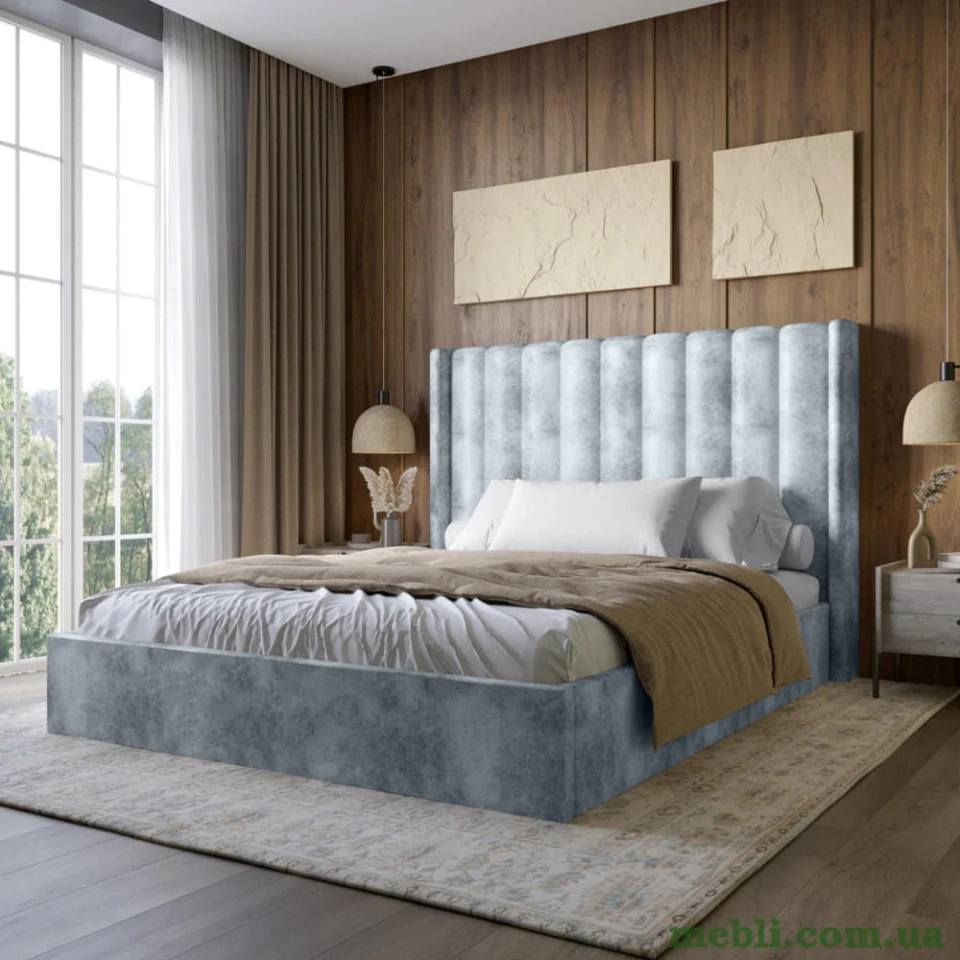 Двоспальне ліжко з підйомним механізмом LION Ніно 160x200 SILK 301 Димчастий