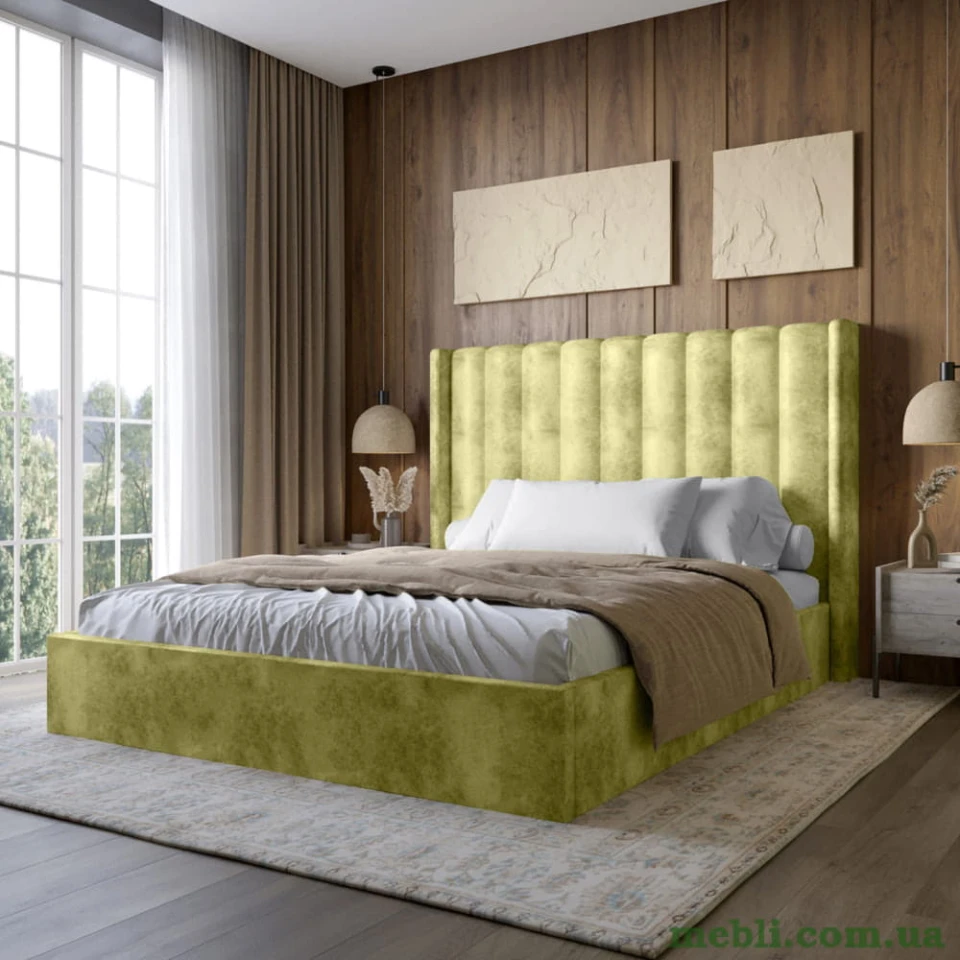 Двоспальне ліжко з підйомним механізмом LION Ніно 180x200 SILK 202 Авокадо