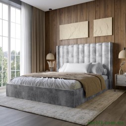 Двоспальне ліжко з підйомним механізмом LION Ніно 180x200 SILK 303 Сірий