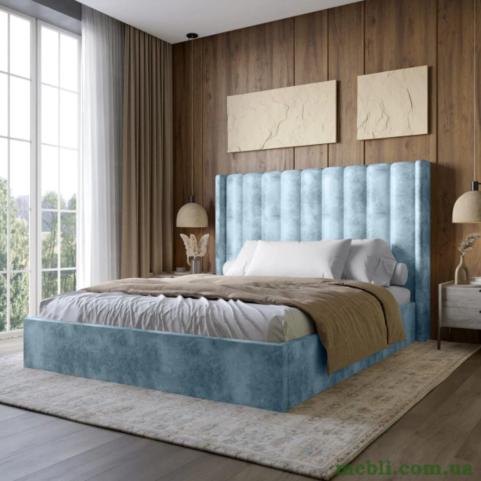 Двоспальне ліжко з підйомним механізмом LION Ніно 180x200 SILK 501 Небесно-блакитний