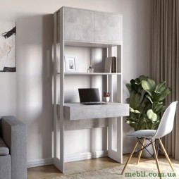 Модуль-2 стелаж зі столом та полицями LION Нобу Бетон/Німфея Альба