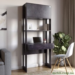 Модуль-2 стелаж зі столом та полицями LION Нобу Бетон темний