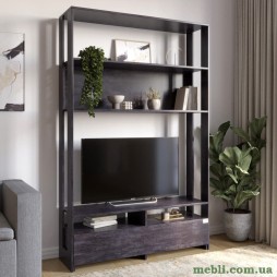 Модуль-4 стелаж з полицями та тумбою під ТВ LION Нобу Бетон темний