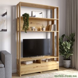 Модуль-4 стелаж з полицями та тумбою під ТВ LION Нобу Дуб Артизан
