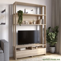 Модуль-4 стелаж з полицями та тумбою під ТВ LION Нобу Дуб Сонома