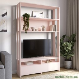 Модуль-4 стелаж з полицями та тумбою під ТВ LION Нобу Рожевий