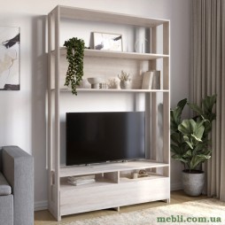 Модуль-4 стелаж з полицями та тумбою під ТВ LION Нобу Самоа димчастий