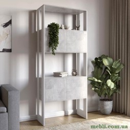 Модуль-5 стелаж полиці з фасадами LION Нобу Бетон/Німфея Альба