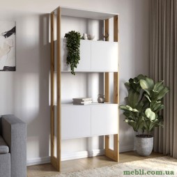 Модуль-5 стелаж полиці з фасадами LION Нобу Німфея Альба/Дуб Артизан