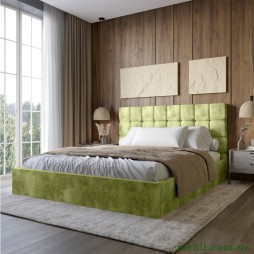 Двоспальне дерев'яне ліжко з м'яким узголів'ям і підйомним механізмом LION Піксі Silk 202 (Авокадо) 160х200