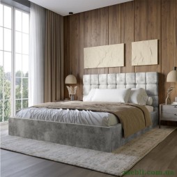 Двоспальне дерев'яне ліжко з м'яким узголів'ям LION Піксі Silk 101 (Бежевий) 160х200