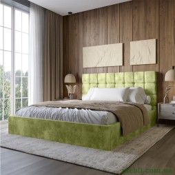 Двоспальне дерев'яне ліжко з м'яким узголів'ям LION Піксі Silk 201 (Фісташковий) 180х200