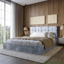 Двоспальне дерев'яне ліжко з м'яким узголів'ям LION Піксі Silk 302 (Мармуровий) 160х200