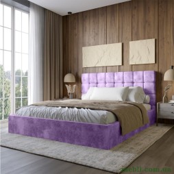 Двоспальне дерев'яне ліжко з м'яким узголів'ям LION Піксі Silk 401 (Лавандовий) 180х200