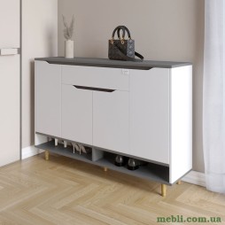 Тумба для взуття у передпокій LION Салліван Тумба-2 Німфея Альба (білий)/Антрацит