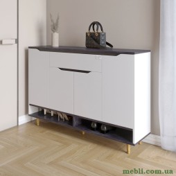 Тумба для взуття у передпокій LION Салліван Тумба-2 Німфея Альба (білий)/Бетон Темний