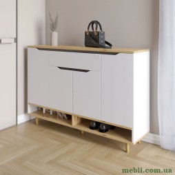 Тумба для взуття у передпокій LION Салліван Тумба-2 Німфея Альба (білий)/Дуб Артізан