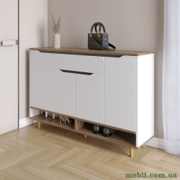 Тумба для взуття у передпокій LION Салліван Тумба-2 Німфея Альба (білий)/Дуб Ліворно