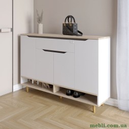 Тумба для взуття у передпокій LION Салліван Тумба-2 Німфея Альба (білий)/Дуб Сонома