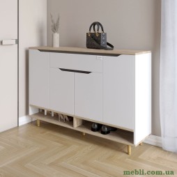 Тумба для взуття у передпокій LION Салліван Тумба-2 Німфея Альба (білий)/Дуб Сонома Трюфель