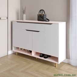 Тумба для взуття у передпокій LION Салліван Тумба-2 Німфея Альба (білий)/Рожевий