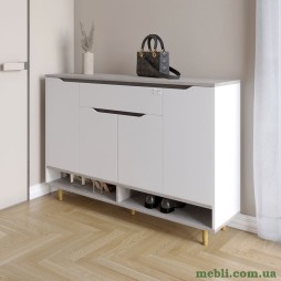 Тумба для взуття у передпокій LION Салліван Тумба-2 Німфея Альба (білий)/Шварцвальд