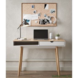 Письмовий стіл LION Сканді-1 Німфея Альба (білий)/Дуб Артизан (стільниця)