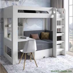 Дитяче двоярусне ліжко LION Флай 90х190 з вбудованим столом Бетон SТyle/Лілі-95