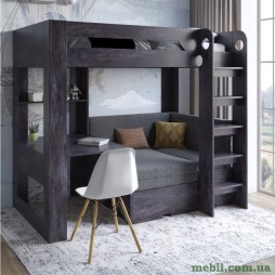 Дитяче двоярусне ліжко LION Флай 90х190 з вбудованим столом Бетон темний/Лілі-95