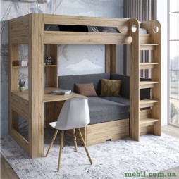 Дитяче двоярусне ліжко LION Флай 90х190 з вбудованим столом Дуб Аппалачі/Лілі-95