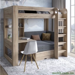 Дитяче двоярусне ліжко LION Флай 90х190 з вбудованим столом Дуб Сонома трюфель/Лілі-95