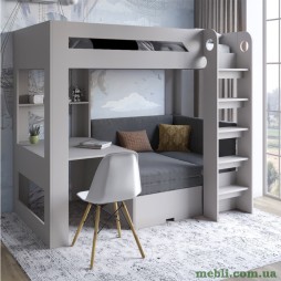 Дитяче двоярусне ліжко LION Флай 90х190 з вбудованим столом Кашемір/Лілі-95