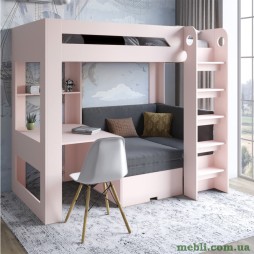 Дитяче двоярусне ліжко LION Флай 90х190 з вбудованим столом Рожевий/Лілі-95