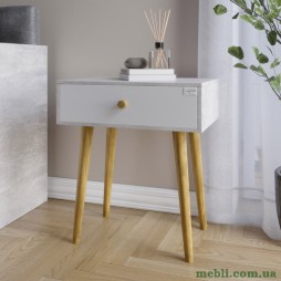 Тумба приліжкова LION Хьюге-4 Бетон/Німфея Альба (білий)